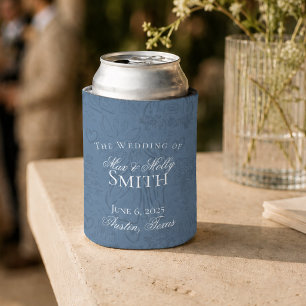 Classic Dusty Blue Sketch Art Wedding Favour Can Cooler