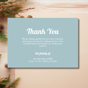 Classic Dusty Blue Traditional Funeral Sympathy Thank You Card