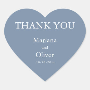 Classic Dusty Blue Wedding Heart Sticker