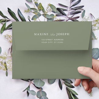 Classic Dusty Green Script Wedding Envelope