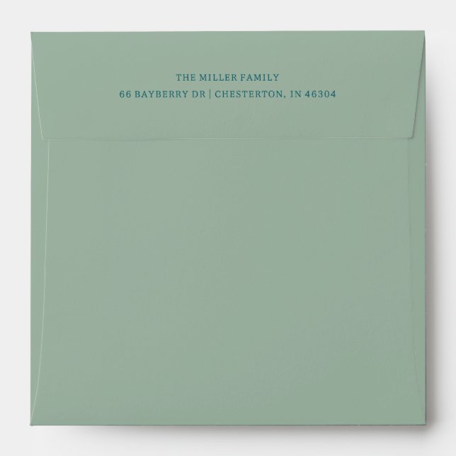 Classic Dusty Green Two-Line Return Address Layout Envelope (Back (Top Flap))
