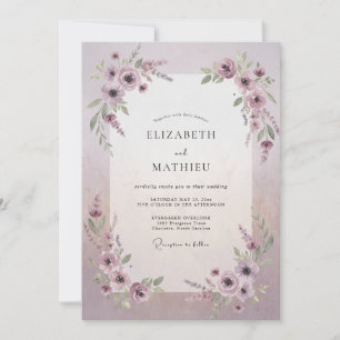 Classic Dusty Mauve Peony Wedding Invitation