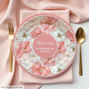 Classic dusty pink and gold 80th birthday plate