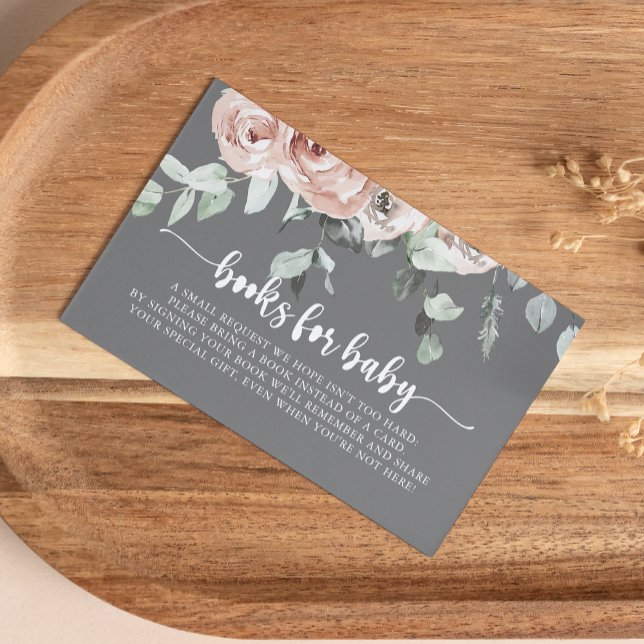 Classic Dusty Pink Rose Baby Shower Book Request  Enclosure Card (Creator Uploaded)