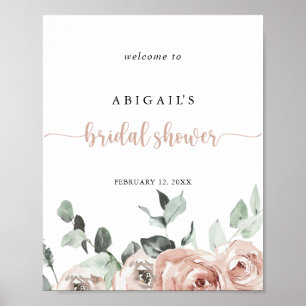 Classic Dusty Pink Rose Bridal Shower Welcome   Poster