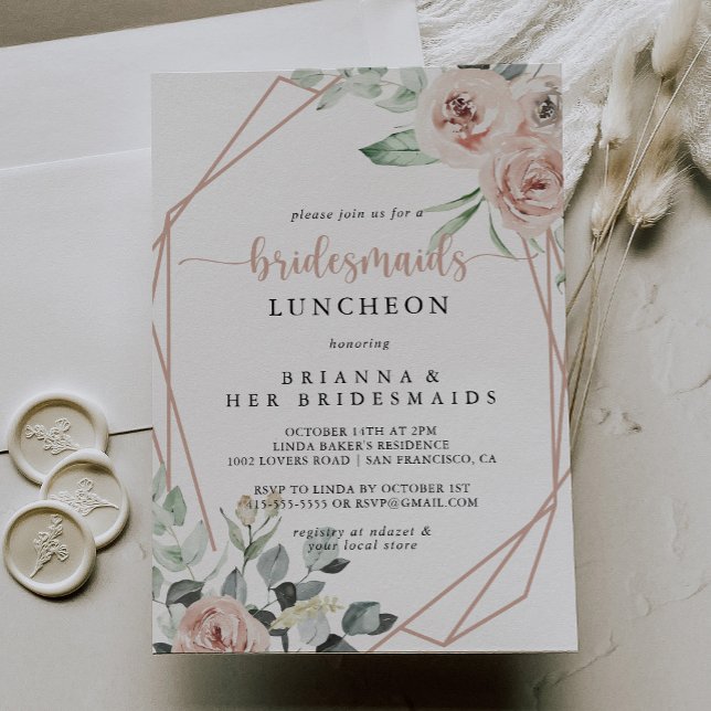 Classic Dusty Pink Rose Bridesmaids Luncheon  Invitation (Creator Uploaded)
