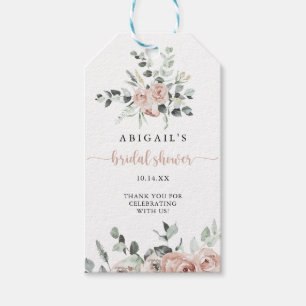 Classic Dusty Pink Rose Floral Bridal Shower Gift Tags