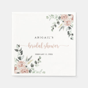 Classic Dusty Pink Rose Floral Bridal Shower  Napkin