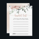Classic Dusty Pink Rose Floral Bucket List Cards<br><div class="desc">These classic dusty pink rose floral bucket list cards are the perfect activity for a rustic wedding reception or bridal shower. The design features elegant watercolor dusty pink roses and green foliage, neatly assembled into beautiful bouquets. Change the wording to suit any life event. Bucket list sign is sold separately....</div>