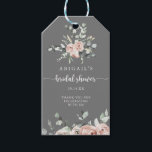 Classic Dusty Pink Rose Floral Grey Bridal Shower Gift Tags<br><div class="desc">These classic dusty pink rose floral grey bridal shower gift tags are perfect for a rustic wedding shower. The design features elegant watercolor dusty pink roses and green foliage,  neatly assembled into beautiful bouquets with a grey background.</div>