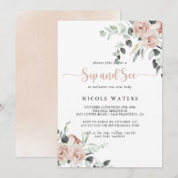 Classic Dusty Pink Rose Floral Sip and See 