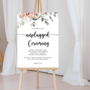 Classic Dusty Pink Rose Floral Unplugged Ceremony Poster