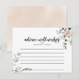Classic Dusty Pink Rose Floral Wedding Advice Card