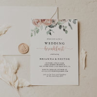 Classic Dusty Pink Rose Floral Wedding Breakfast