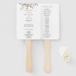 Classic Dusty Pink Rose Floral Wedding  Hand Fan