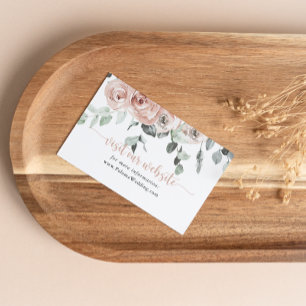 Classic Dusty Pink Rose Floral Wedding Website   Enclosure Card