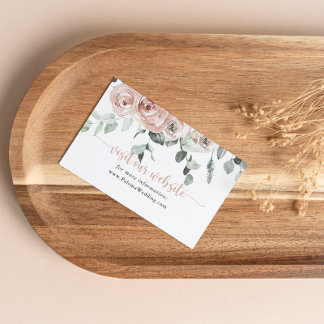 Classic Dusty Pink Rose Floral Wedding Website Enclosure Card
