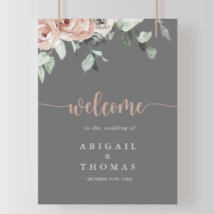 Classic Dusty Pink Rose Floral Wedding Welcome  Poster