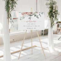 Classic Dusty Pink Rose Floral Wedding Welcome