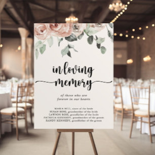 Classic Dusty Pink Rose In Loving Memory Sign