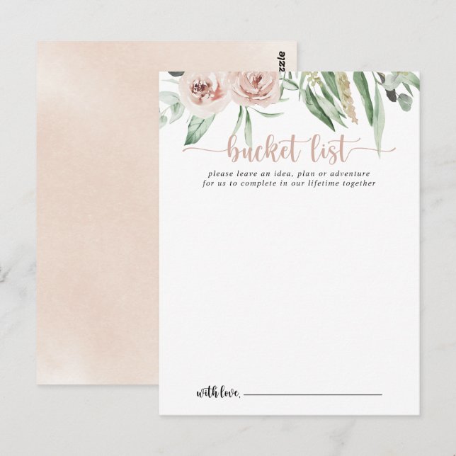 Classic Dusty Pink Rose Wedding Bucket List Cards (Front/Back)