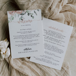 Classic Dusty Pink Rose Wedding Welcome Letter Invitation