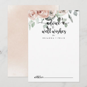Classic Dusty Pink Rose Wedding Well Wishes   Advice Card