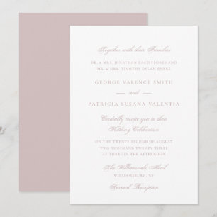 Classic Dusty Rose Blush Pink Script Wedding Invitation