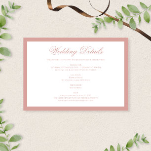 Classic Dusty Rose Border Script Wedding Details Enclosure Card