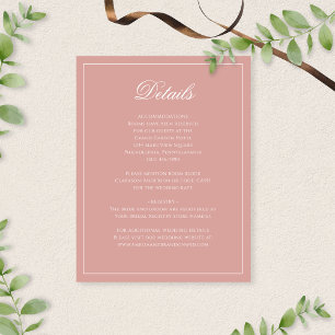 Classic Dusty Rose Border Script Wedding Details Enclosure Card