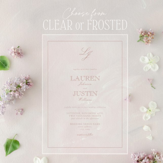 Classic Dusty Rose Calligraphy Monogram Wedding Acrylic Invitations (Creator Uploaded)