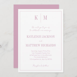 Classic Dusty Rose Monogram Elegant Wedding  Invitation