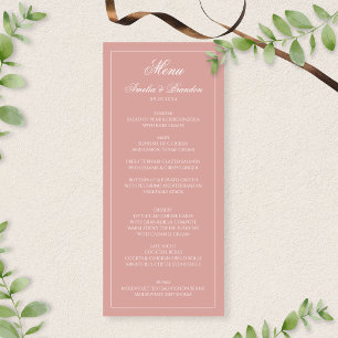 Classic Dusty Rose & White Border Script Wedding Menu