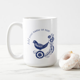 Classic Dutch Blue Delft Tile Bird Design Coffee Mug