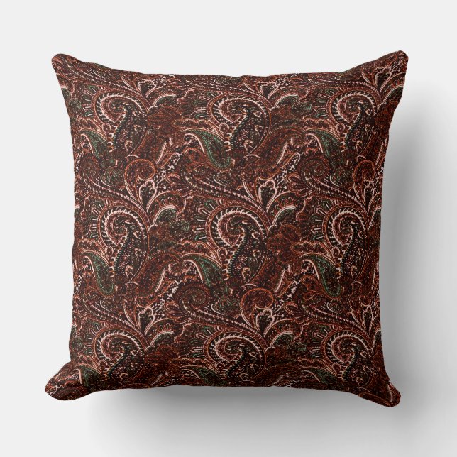 Classic Earth Tones Paisley Throw Pillow (Front)