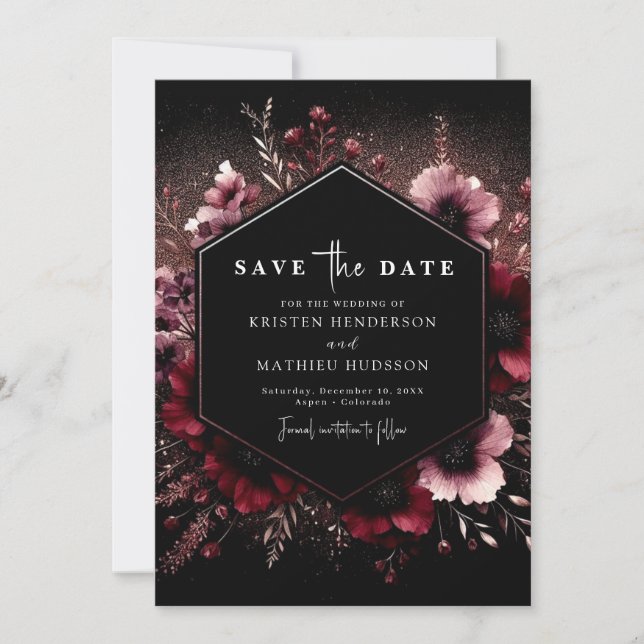 Classic Earthy Burgundy Wedding Save The Date (Front)