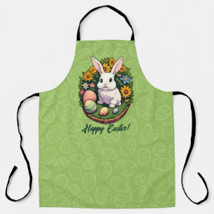 Classic Easter Bunny Illustration. Happy Easter! Apron