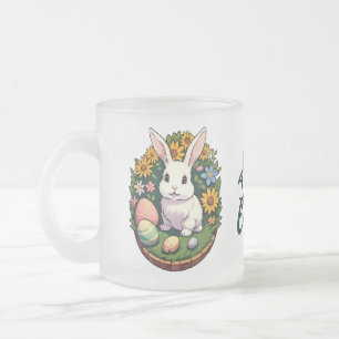 Classic Easter Bunny Illustration. Happy Easter! Frosted Glass Coffee Mug