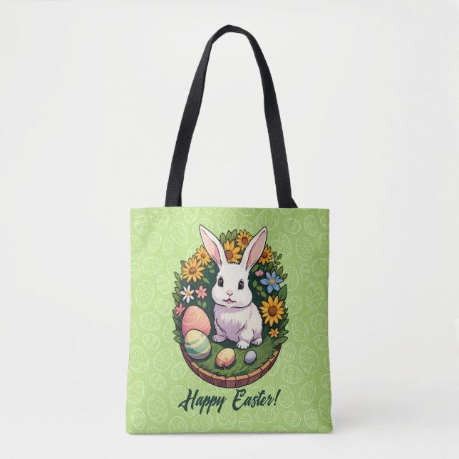 Classic Easter Bunny Illustration. Happy Easter! Tote Bag (Front)