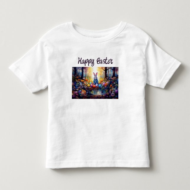 Classic Easter Bunny with Easter Eggs Toddler T-Shirt (Front)
