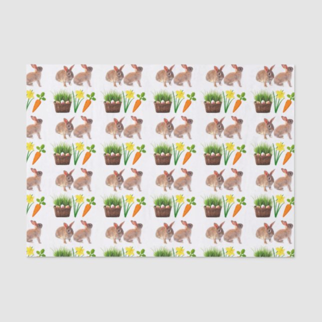 Classic Easter Rabbit Carrot Holiday Basket Craft  Tissue Paper (Front)