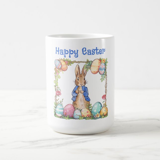 Classic Easter Rabbit Easter Eggs Happy Easter Coffee Mug (Center)