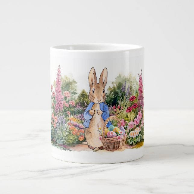 Classic Easter Rabbit in his garden Large Coffee Mug (Front)