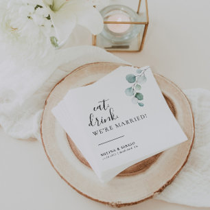 Classic Eat Drink We're Married Wedding   Napkin