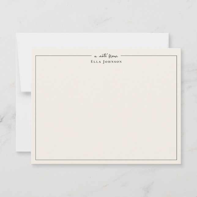 Classic Ecru & Black a note from  Thank You Card (Front)