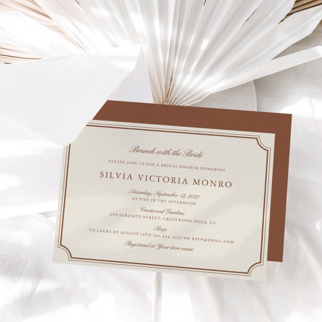 Classic Ecru Brunch with the Bride Bridal Shower  Invitation (Classic Ecru Brunch with the Bride Bridal Shower Invitation)