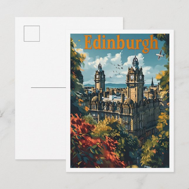 Classic Edinburgh Scotland Retro Vintage Travel Postcard (Front/Back)