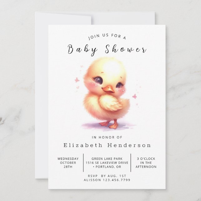  Classic Editable Duck Baby Shower Invitation (Front)