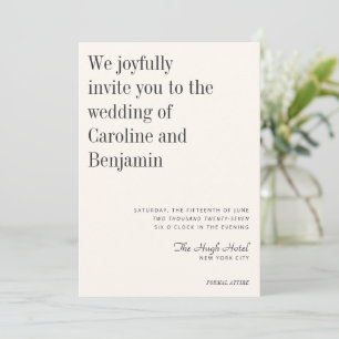 Classic Editorial Serif Formal Wedding Typography Invitation