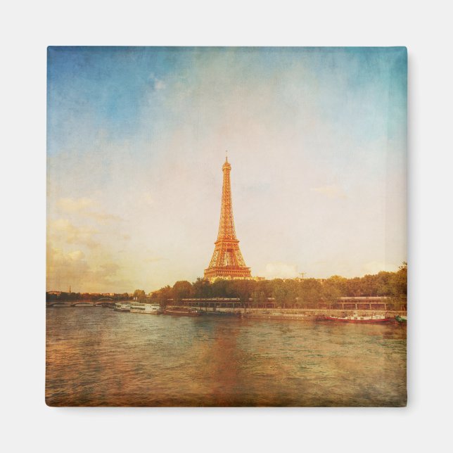 Classic Eiffel Tower Paris Square Magnet (Front)